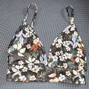 PrettyLittleThing Swim Bralette Top, Sz 2, with a Tiger Tropical Print